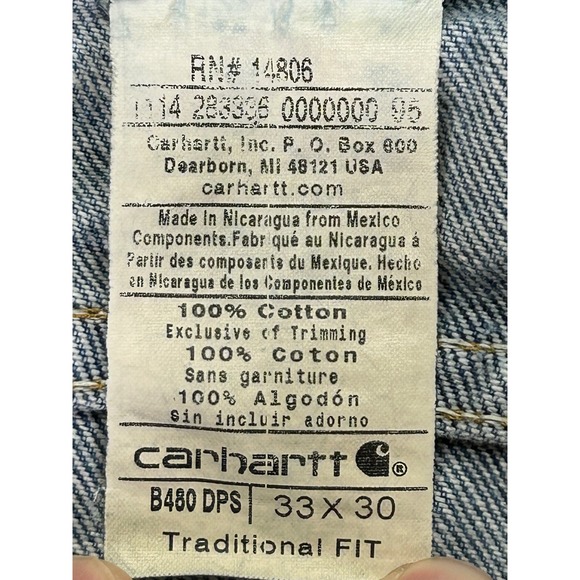 Vintage Carhartt Men's 33 Denim Jeans B480-DPS Traditional Fit Graphic Art RARE - Picture 7 of 13
